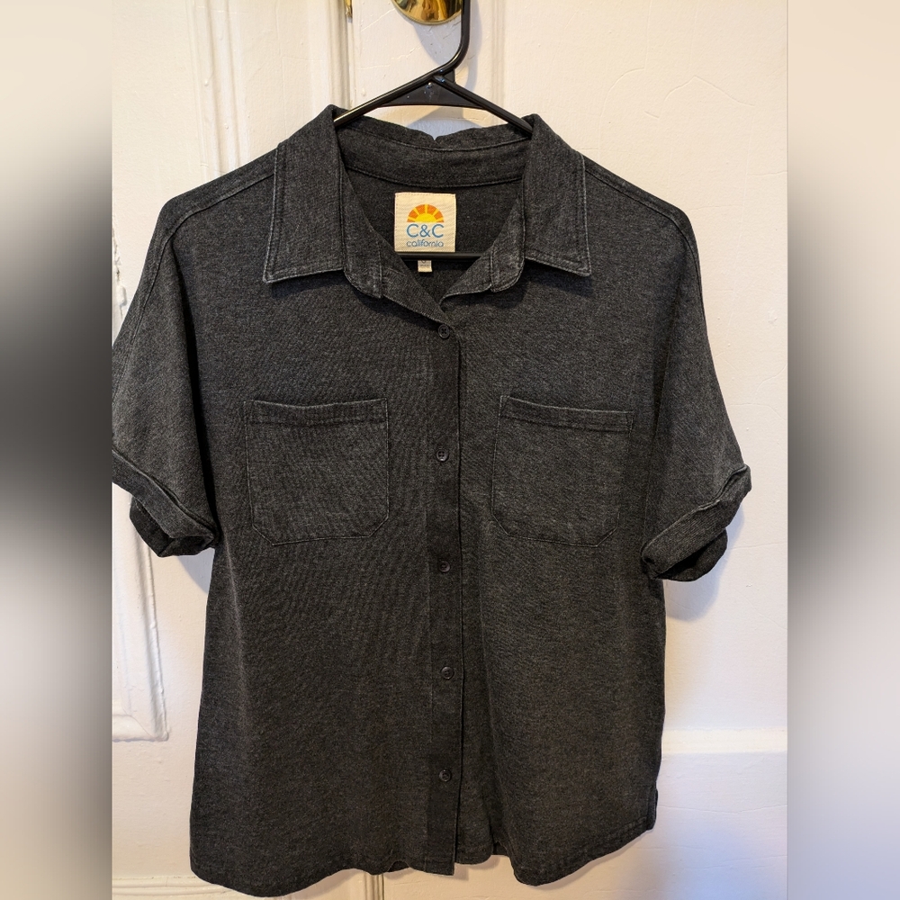 C&C California loose fit grey short sleeve button up